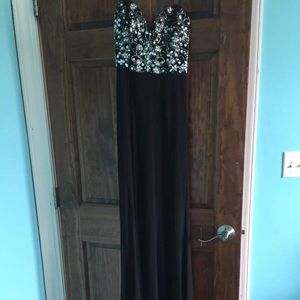 Long black and beaded prom dress